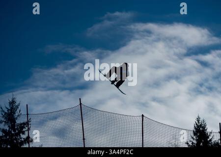 19 janvier 2015 - Kreischberg, Styrie, Autriche - un athlète non identifié participe à la qualification de snowboard Slopestyle aux Championnats du monde de ski freestyle et de snowboard 2015 à Kreischberg, Autriche, le 19 janvier 2015 (crédit image : © Christian Bruna/ZUMA Wire/ZUMAPRESS.com) Banque D'Images
