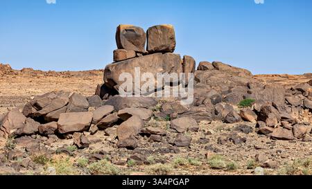 Peintures rupestres dans le désert du sahara en algérie Banque D'Images