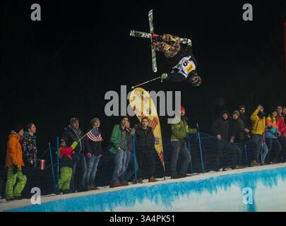 22 janvier 2015 - Kreischberg, Styrie, Autriche - Brody Leeds des États-Unis participe à la finale de demi-lune masculine de ski acrobatique du Championnat du monde FIS de ski acrobatique et de snowboard 2015 le 22 janvier 2015 à Kreischberg, Autriche. (Crédit image : © Christian Bruna/ZUMA Wire/ZUMAPRESS.com) Banque D'Images