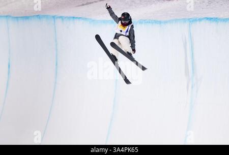 22 janvier 2015 - Kreischberg, Styrie, Autriche - Anais Caradeux, de France, s'écrase sur la glace lors de la finale de demi-lune féminine de ski acrobatique du Championnat du monde de ski acrobatique et de snowboard 2015 de la FIS, le 22 janvier 2015 à Kreischberg, Autriche. (Crédit image : © Christian Bruna/ZUMA Wire/ZUMAPRESS.com) Banque D'Images
