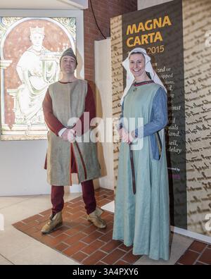 Février 2, 2015 - Royaume-Uni, Royaume-Uni - British Library soirée lancement VIP de leur spectacle Magna Carta . Célébration des 800 ans de la Magna Carta marquée par l'affichage de 4 exemplaires originaux du document historique pour la première fois. (Crédit image : © Nick Cunard/ZUMA Wire) Banque D'Images