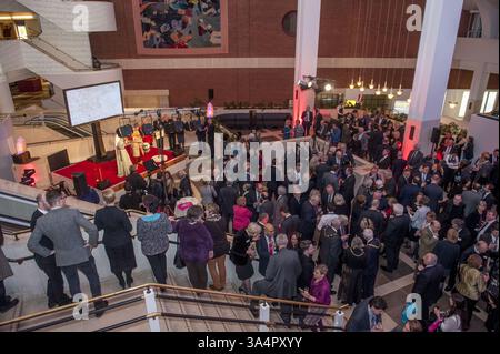 Février 2, 2015 - Royaume-Uni, Royaume-Uni - British Library soirée lancement VIP de leur spectacle Magna Carta . Célébration des 800 ans de la Magna Carta marquée par l'affichage de 4 exemplaires originaux du document historique pour la première fois. (Crédit image : © Nick Cunard/ZUMA Wire) Banque D'Images
