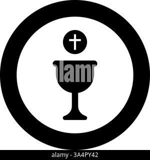 Corpus christi icône de communion sacrée en cercle rond couleur noire illustration vectorielle image solide style simple Illustration de Vecteur