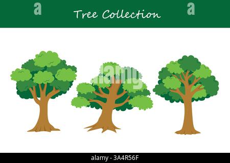 collection d'arbre dans un style différent. Illustration vectorielle. Illustration de Vecteur