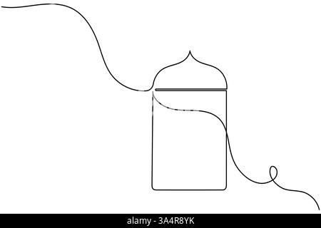 Icône de fenêtre islamique dessin continu d'une ligne illustration vectorielle de silhouette de contour simple Illustration de Vecteur