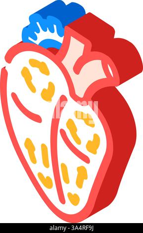 illustration vectorielle d'icône isométrique de cardiologie de fibrillation auriculaire Illustration de Vecteur