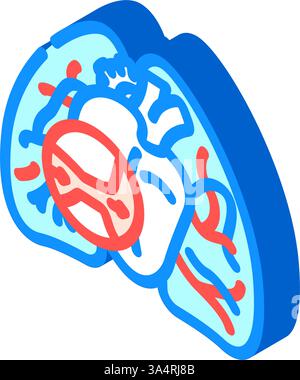 illustration vectorielle isométrique de l'icône de la cardiologie de l'hypertension pulmonaire Illustration de Vecteur