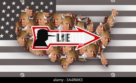 Image symbolique, mensonges permanents de Trump, syndrome de Pinocchio, démocratie américaine en danger, UE et Allemagne sous pression politique, industrie, Donald Trump, Tar Banque D'Images