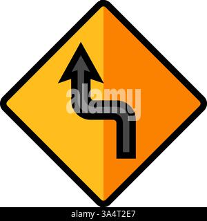 virages serrés courbes de voiture conduisant des obstacles illustration vectorielle d'icône de couleur Illustration de Vecteur