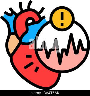 illustration vectorielle d'icône couleur de cardiologie de fibrillation auriculaire Illustration de Vecteur