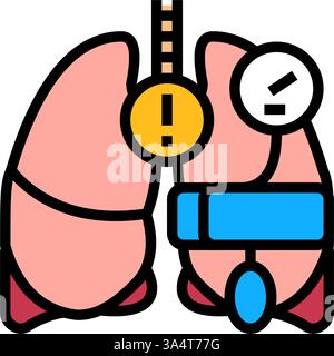 illustration vectorielle d'icône de couleur de maladie cardiologique d'hypertension pulmonaire Illustration de Vecteur