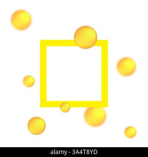 Morphisme du verre vectoriel. Espace pour le texte, bannière. Effet de transparence. Place pour un titre génial. Monture de morphisme en verre. Ensemble de sphères jaunes. Illustration de Vecteur
