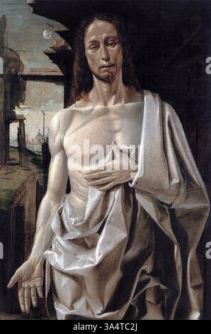 Christus dolens ou Christ comme l'homme des douleurs est une peinture de tempera-sur-panneau du peintre et architecte italien de la Renaissance Bramantino, exécutée vers 1490, dans le Museo Thyssen-Bornemisza de Madrid. Banque D'Images