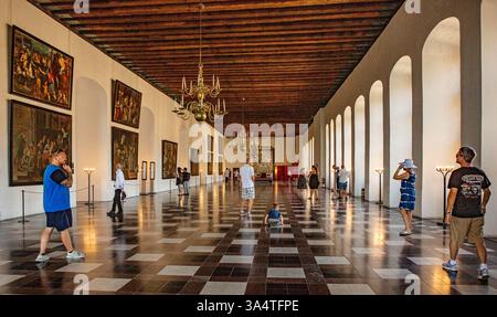 Grande salle au château de Kronborg, Elsinore, Danemark Banque D'Images