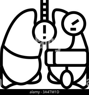 illustration vectorielle d'icône de ligne de maladie cardiologique d'hypertension pulmonaire Illustration de Vecteur