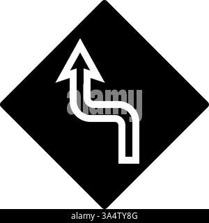 virages brusques courbes de voiture conduisant des obstacles illustration vectorielle d'icône de glyphe Illustration de Vecteur