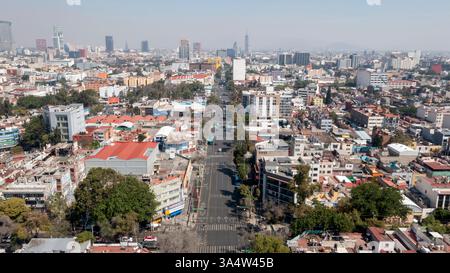 Vue aérienne de Mexico avec Skyline et Central Avenue Banque D'Images