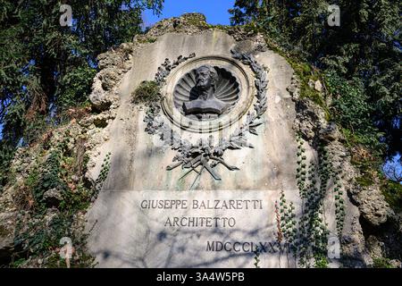 Giuseppe Balzaretti (Balzaretto) monument à l'intérieur de Giardini Pubblici Indro Montanelli (jardins publics Indro Montanelli) – Milan, Italie – 03 mars 2025 Banque D'Images