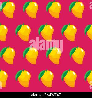 modèle sans couture abstrait de contour de fruit de mangue sur fond rose pour papier peint, motif, web, blog, surface, textures, graphisme & impression Illustration de Vecteur