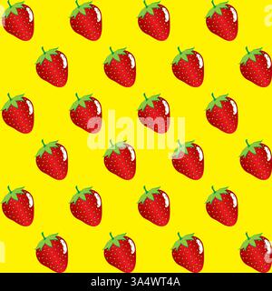 contour de fruit de fraise motif sans couture abstrait sur fond jaune pour papier peint, motif, web, blog, surface, textures, graphisme & impression Illustration de Vecteur