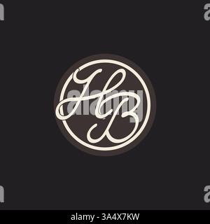 Lettre initiale logo monogramme HB avec graphique vectoriel d'idées de conception de ligne de cercle simple et créatif Illustration de Vecteur