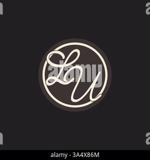 Lettre initiale LU logo monogramme avec graphique vectoriel d'idées de conception de ligne de cercle simple et créatif Illustration de Vecteur