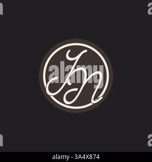Lettre initiale logo monogramme JN avec graphique vectoriel d'idées de conception de ligne de cercle simple et créatif Illustration de Vecteur