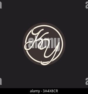 Lettre initiale KY monogramme logo avec graphique vectoriel d'idées de conception de ligne de cercle simple et créatif Illustration de Vecteur