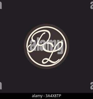 Lettre initiale PL monogramme logo avec graphique vectoriel d'idées de conception de ligne de cercle simple et créatif Illustration de Vecteur