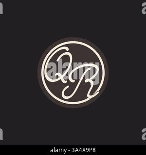 Lettre initiale QR monogramme logo avec graphique vectoriel d'idées de conception de ligne de cercle simple et créatif Illustration de Vecteur