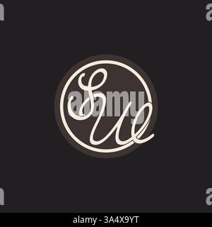 Lettre initiale SW logo monogramme avec graphique vectoriel d'idées de conception de ligne de cercle simple et créatif Illustration de Vecteur