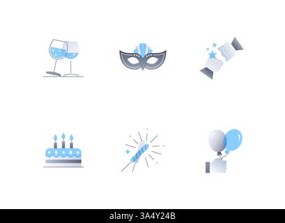 Carnaval et fête - ensemble d'icônes de style design plat Illustration de Vecteur