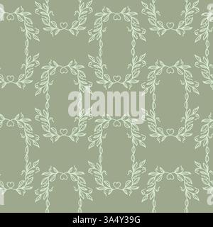 Un tissu vert à motifs feuilles avec un fond vert le motif est composé de nombreux petits motifs sans couture de feuilles vertes. Illustration de Vecteur