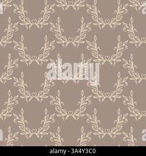 Un tissu à motif feuillu avec un fond de ton de terre le motif est composé de nombreuses petites feuilles de vigne sans couture motif. Illustration de Vecteur