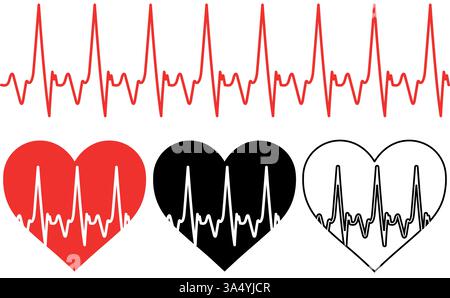 Pouls de battement de coeur et conception de coeur, concept de santé Illustration de Vecteur