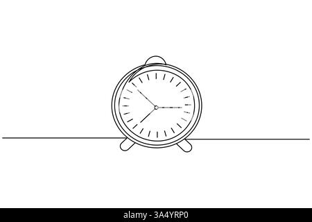 Horloge continue dessin d'une ligne et style minimaliste isolent l'icône vectorielle de contour Illustration de Vecteur