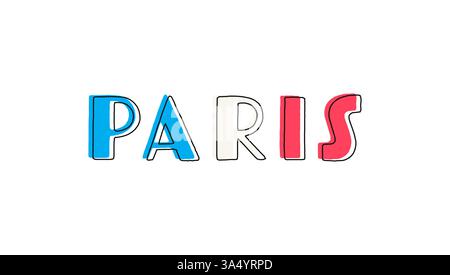 Paris Card. Vecteur de lettrage isolé sur fond blanc Illustration de Vecteur