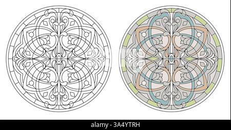 Vitrail gothique pour fenêtre ronde Illustration de Vecteur