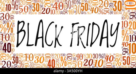 Noir vendredi vecteur illustration nuage de mot isolé sur fond blanc. Illustration de Vecteur
