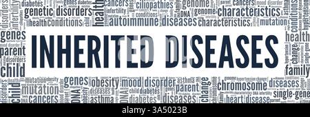Nuage de mots d'illustration vectorielle de maladies héréditaires isolé sur fond blanc. Illustration de Vecteur