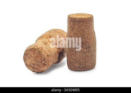 Bouchons de bouteilles en liège naturel en position verticale et horizontale Banque D'Images