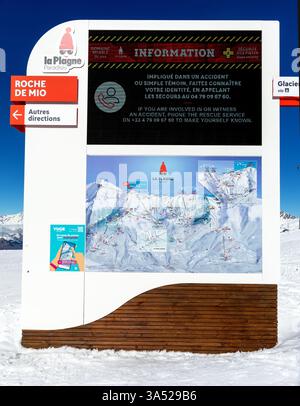 Plan des pistes la Plagne Roche de Mio France Banque D'Images