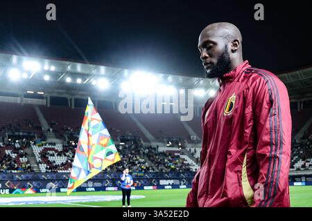 Murcie, Espagne. 20 mars 2025. Le belge Romelu Lukaku photographié au début d'un match de football entre l'équipe nationale belge les Red Devils et l'Ukraine, jeudi 20 mars 2025 à Murcie, Espagne, première étape des play-offs de la Ligue des Nations. BELGA PHOTO VIRGINIE LEFOUR crédit : Belga News Agency/Alamy Live News Banque D'Images