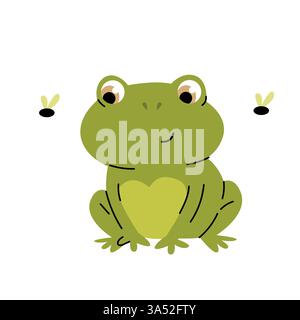 mignonne grenouille verte. illustration vectorielle de grenouille de dessin animé Illustration de Vecteur