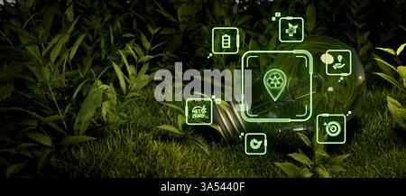 Concept zéro déchet, zéro net. Neutre en carbone. Stratégie à long terme neutre en matière de climat. Développement durable des affaires. Réutiliser réduire le symbole de recyclage.Conscio Banque D'Images