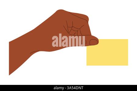 Main tenant le billet autocollant, feuille de papier vierge Illustration de Vecteur