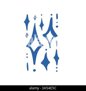 Sparkles Dots Short line icône vecteur dessiné à la main en bleu. Lumière d'étoile scintillante, scintillante. Dessiné à la main doodle sketchy mignon Illustration de Vecteur