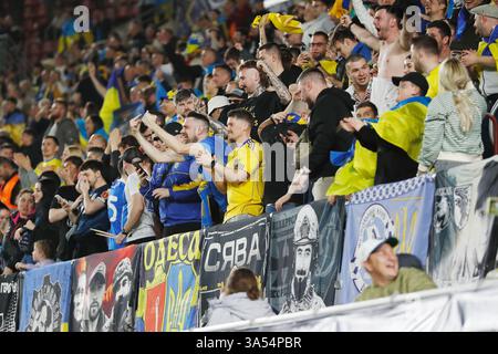 Murcie, Espagne. 20 mars 2025. Ukraine fans Football/Football : UEFA 'Nations League' Play-offs match de 1ère manche entre l'Ukraine 3-1 Belgique à l'Estadio Enrique Roca de Murcia à Murcia, Espagne . Crédit : Mutsu Kawamori/AFLO/Alamy Live News Banque D'Images