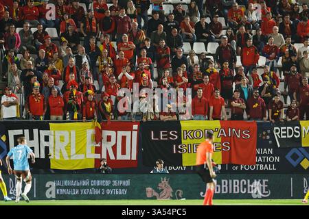 Murcie, Espagne. 20 mars 2025. Belgique fans Football/Football : UEFA 'Nations League' Play-offs match de 1ère manche entre l'Ukraine 3-1 Belgique à l'Estadio Enrique Roca de Murcia à Murcia, Espagne . Crédit : Mutsu Kawamori/AFLO/Alamy Live News Banque D'Images