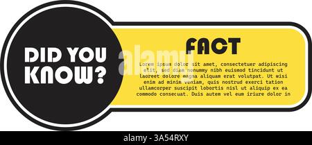 Saviez-vous icône dans le style plat. Bannière faits intéressants illustration vectorielle sur fond blanc isolé. Concept commercial du signe d'explication. Illustration de Vecteur
